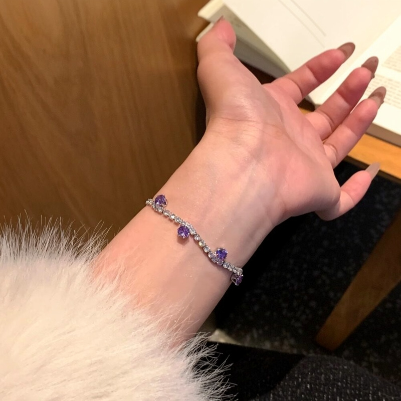 Grape Amethyst Full-Diamond Bracelet for Women 2026 New Model Light Luxury Niche Design Sweet and Exquisite Versatile Jewelry - view 4