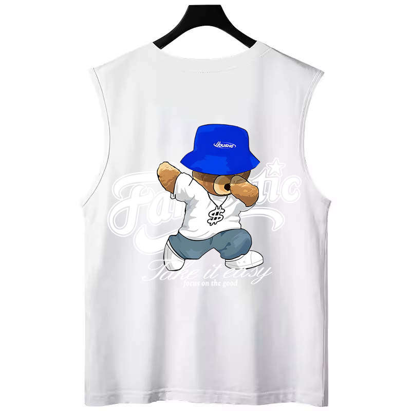 Summer Men's American Trendy Letter Tank Tops | Plus Size Couple Style Loose Casual Sleeveless Tees