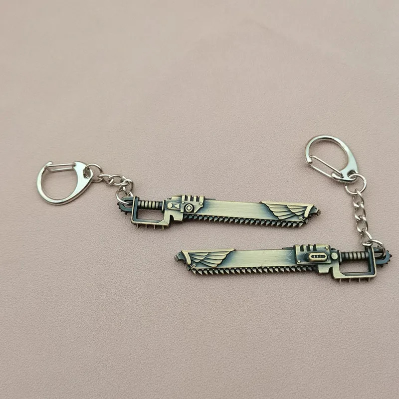 keychain Forged War Hammer 40K Peripheral Precision Chain Saw Sword Chaos Chain Saw Sword Alloy Keychain 260403BJ