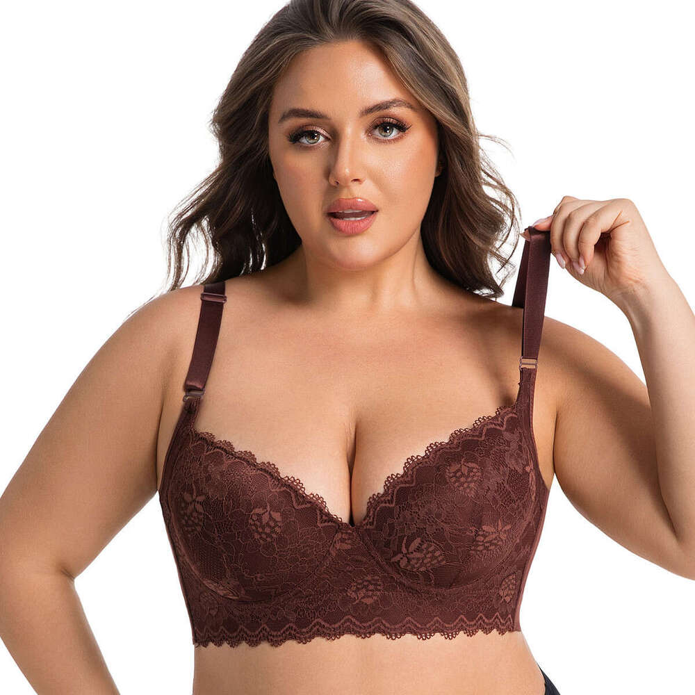 Breathable Mesh Panels Moisture Wicking Comfort All Day Long Wear Bra For Ladies Cross-border plus-size lace sexy lingerie, thin memory foam underwire