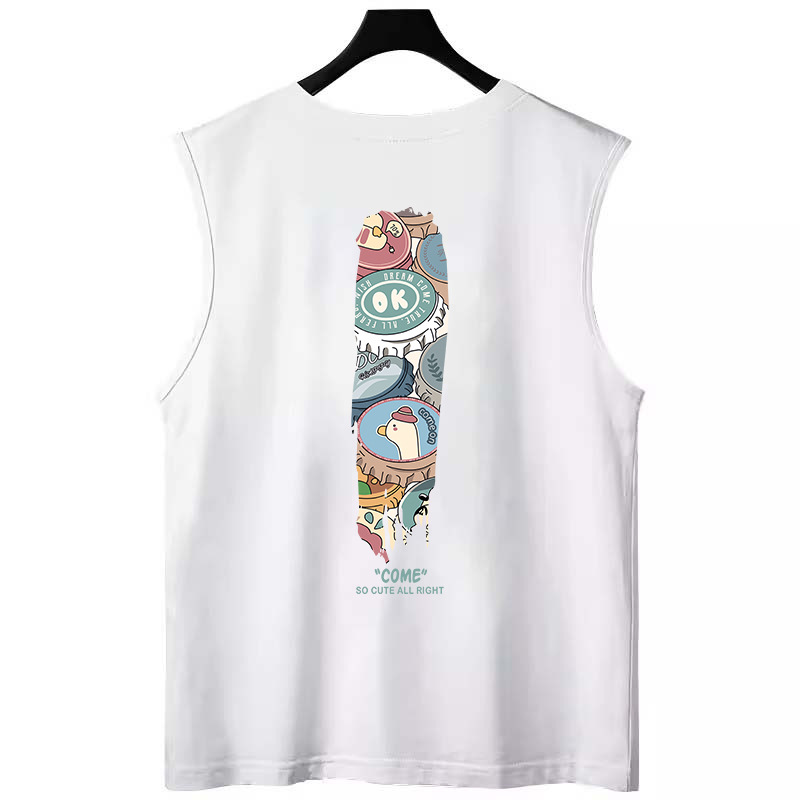 Men's Chinese Style Printed Tank Tops | Oversized Lightweight Basketball Sleeveless Tees for Big & Tall