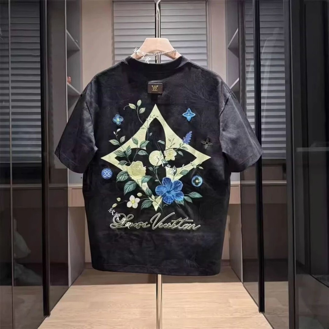 Luxury Brand Designer Clothes 2026 New Short shirt Personality Street Style High Street Hip Hop Letter Embroidery Loose Fit Men's Casual Short Sl