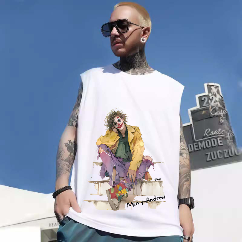Summer Men's Cartoon Printed Tank Tops | Trendy INS Loose Plus Size Athletic Gym Sleeveless Tees