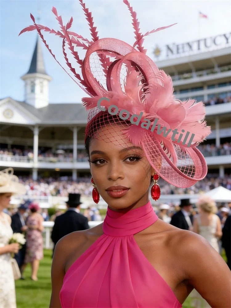 Feather Hair Veils Pillbox Fascinator Hat Women Elegant Royal Ascot Mesh Headwear Ladies Event Wedding Mesh Bride Fascinators260413