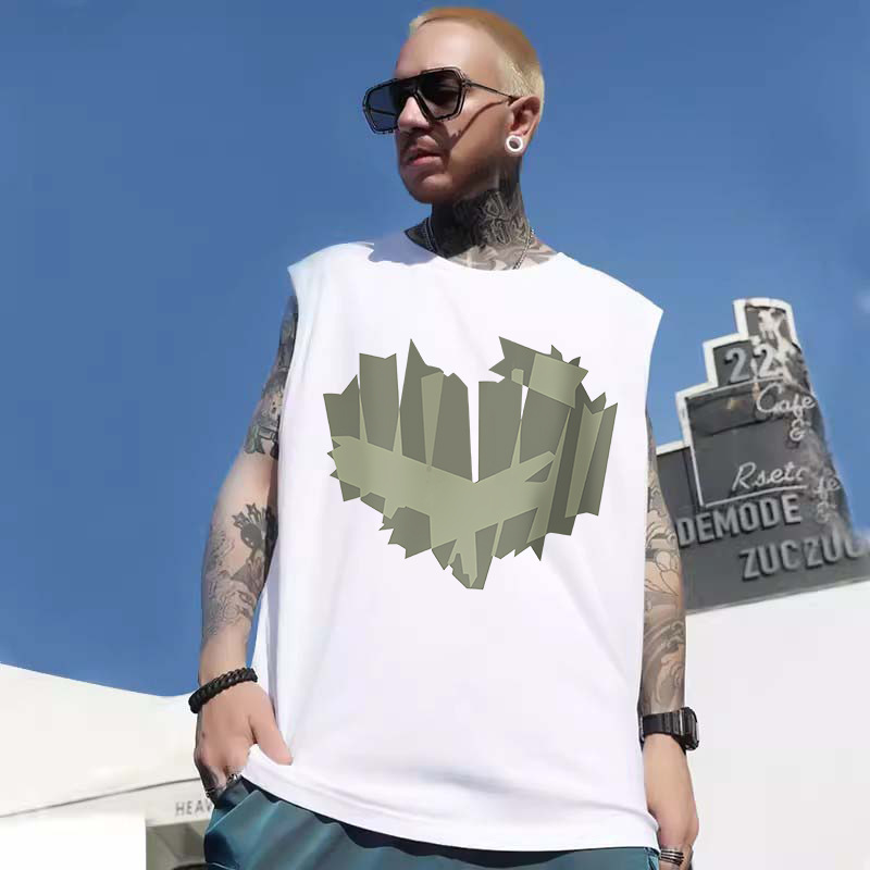 Summer Men's European & American Trendy Brand Printed Tank Tops | Gym Casual Basketball Athletic Loose Plus Size Sleeveless Tees