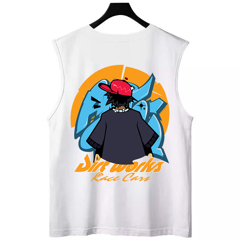 Summer Men's Cartoon Printed Tank Tops | Trendy INS Loose Plus Size Athletic Gym Sleeveless Tees