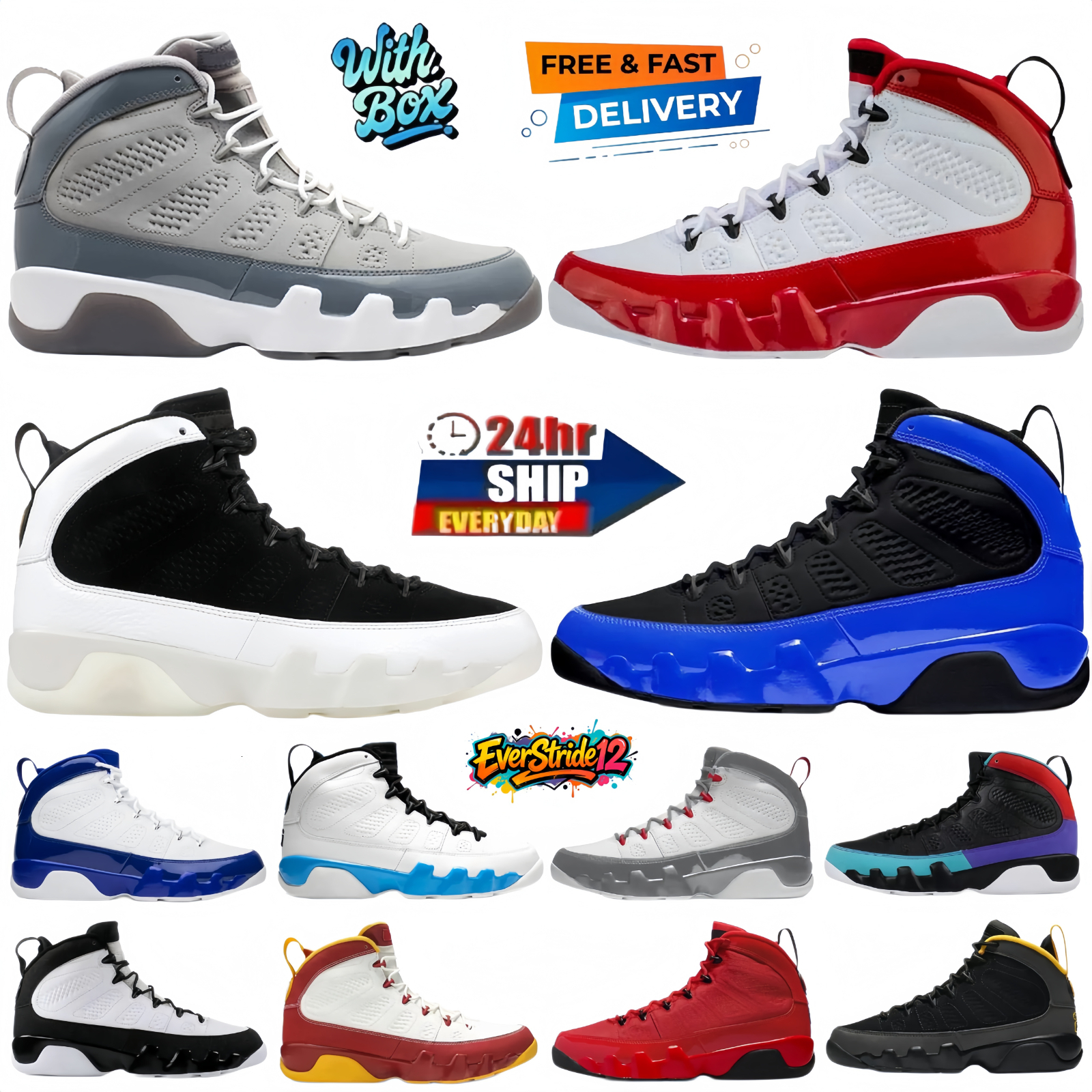 Designer 9 IX 9S Men Basketball Shoes j9 Bred University Gold Blue Gym Chile Red Cool Particle Grey Racer Blue Statue Anthracite Sport Sneakers Trainers Size 7-13