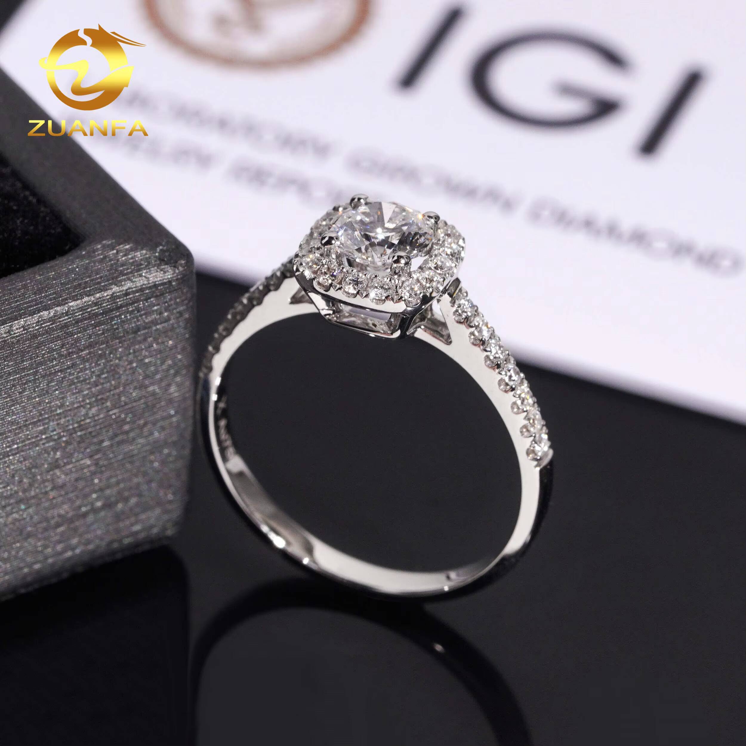 IGI Certificate Iced Out Diamond Engagement Ring for Women 18K Real Gold Women Fine Lab Grown Diamond Jewelry Wedding Ring
