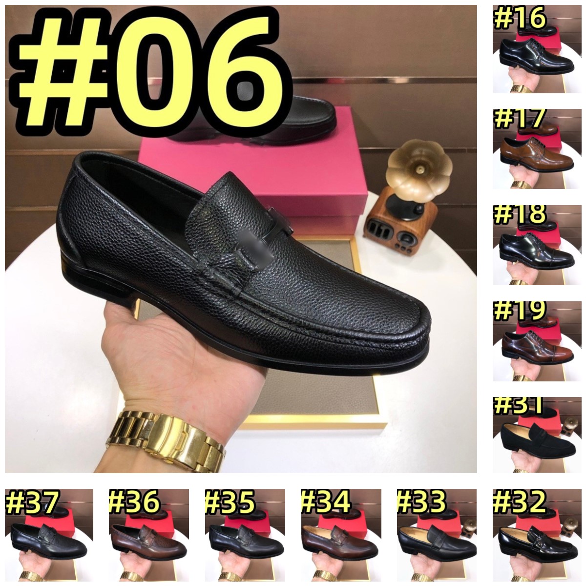 68Model Top Pointed Toe Luxurious Mens Dress Shoes For Men Wedding Formal Black Brown Men Loafers Shoe Business Genuine Leather Men Designer Dress Shoes Size 38-45