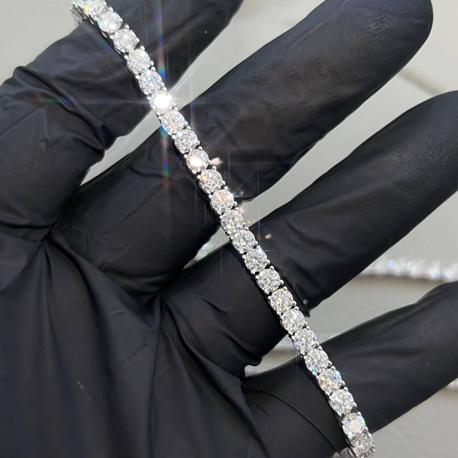 Luxury Iced Out VVS Moissanite Tennis Chain Fine Jewelry Hip Hop Necklace 925 Sterling Silver Moissanite Necklaces For Unisex