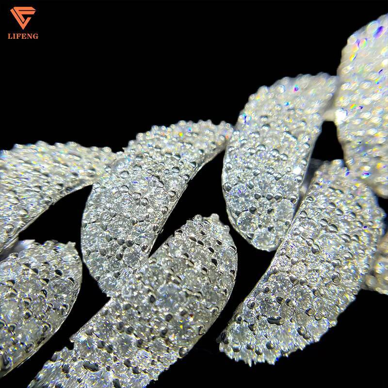 20MM Mosaic Setting Round Diamond Cut Moissanite Diamond Iced Out Men Necklace Jewelry Cuban Link Chain Necklace