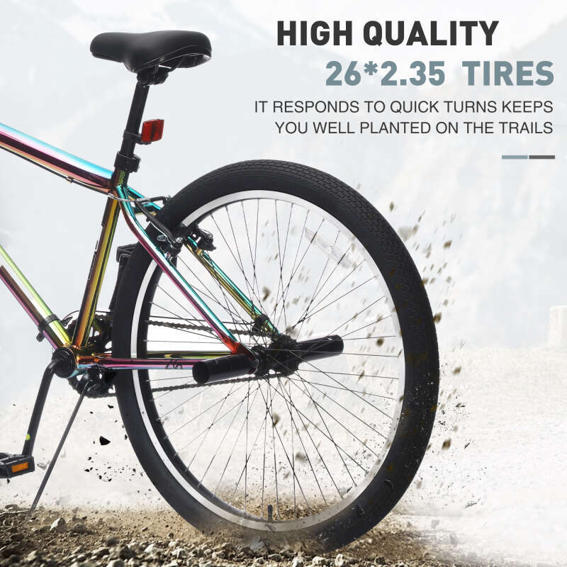 26 Inch Freestyle Bike Teens, Steel Frame Single-Speed With 2 Pegs , Front Caliper Brake Rear V Brake, Bicycle For Boys And Girls Ages 14+