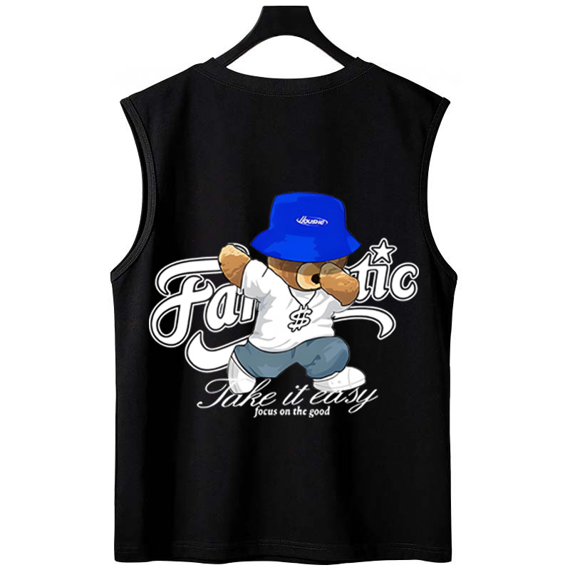 Summer Men's American Trendy Letter Tank Tops | Plus Size Couple Style Loose Casual Sleeveless Tees