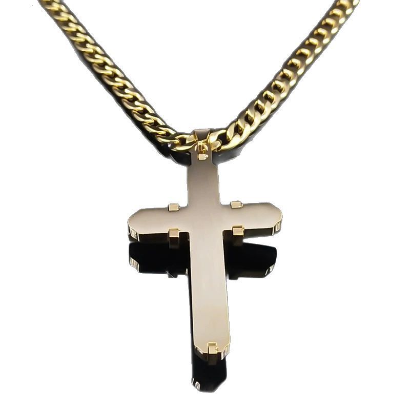luxurious brand designer stainless steel cross necklace for men personalized geometric threedimensional pendant for hiphop accessories