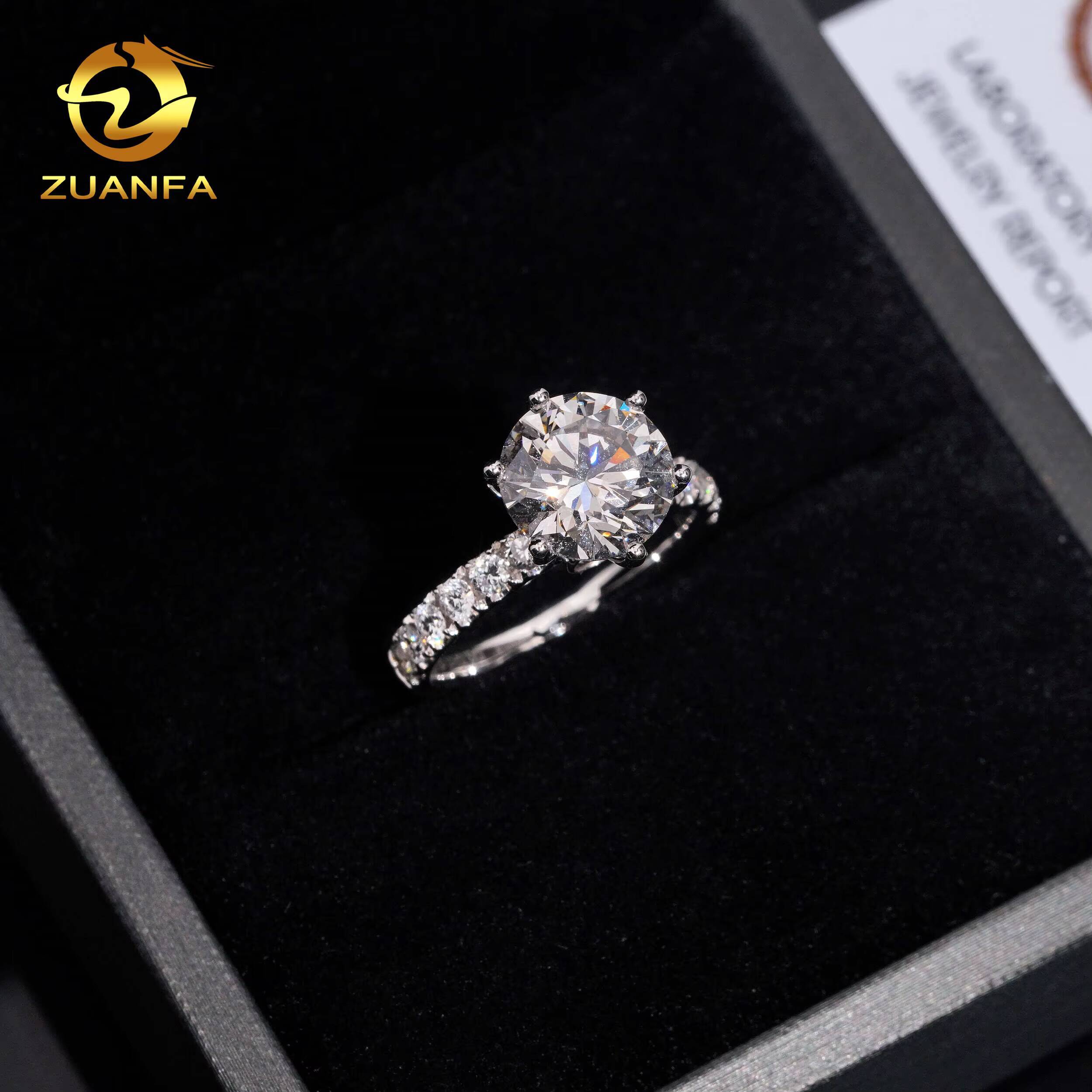 IGI Certificate Fine Jewelry Women Fashion 3 Ct Lab Grown Diamond VVS Engagement Wedding Ring in 18K Gold