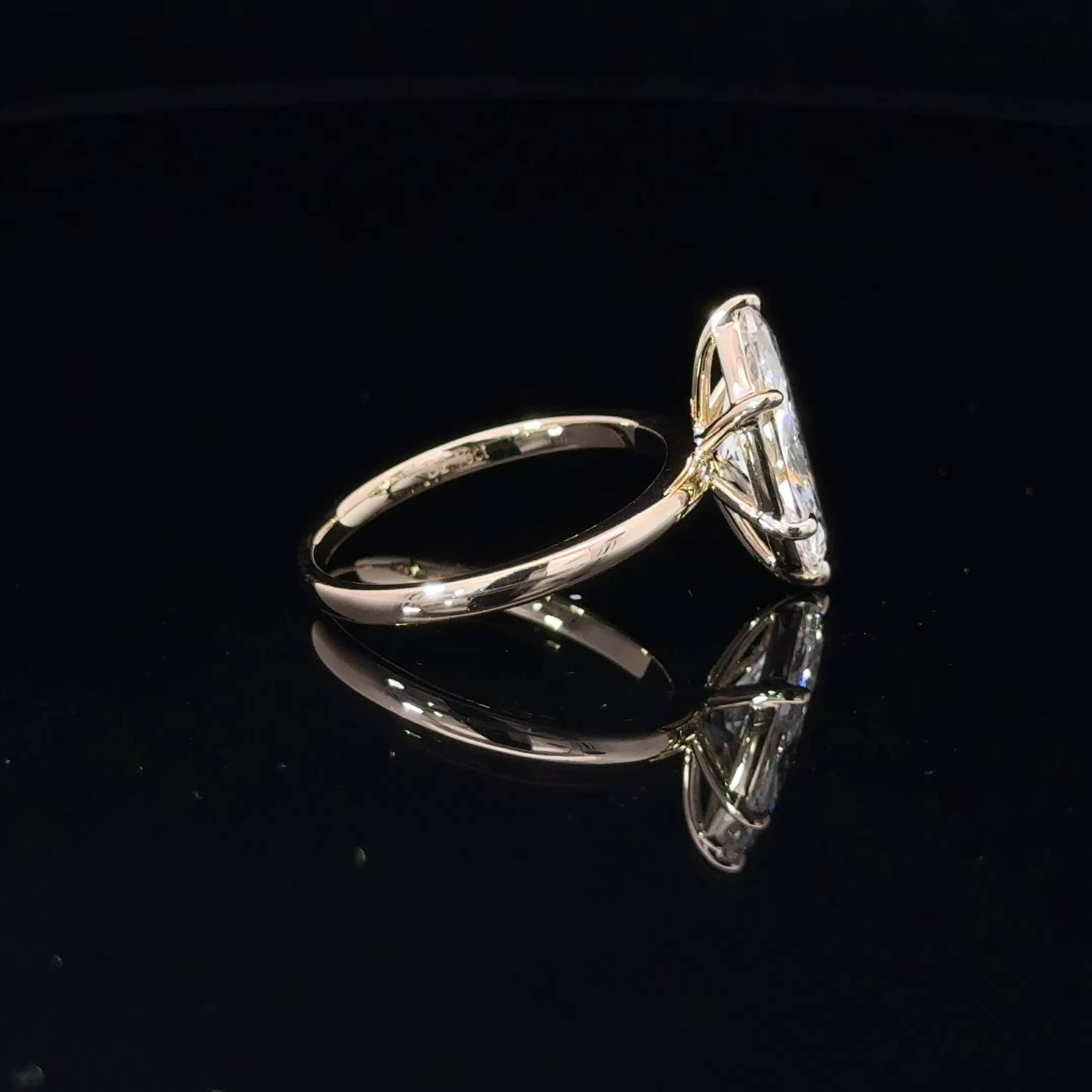 Fine Jewelry 14K 18K Solid Gold IGI Certified Ring Yellow Gold 1CT 2CT 3CT Marquise Cut Laboratory Diamond Ring