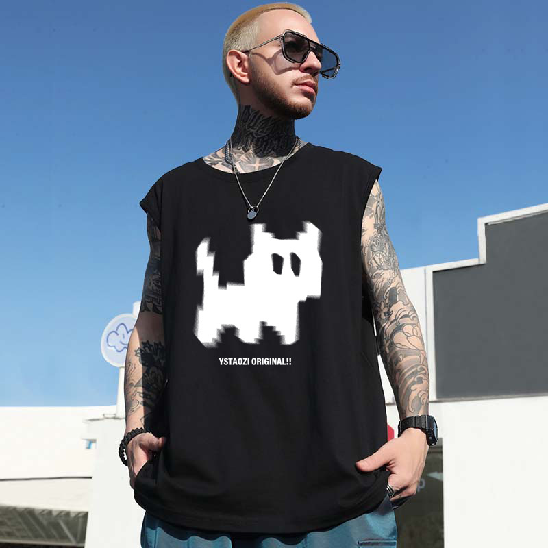 Summer Men's American Style Tank Tops | Loose Edgy Cotton Athletic Streetwear INS Plus Size Printed Couple Sleeveless Tees