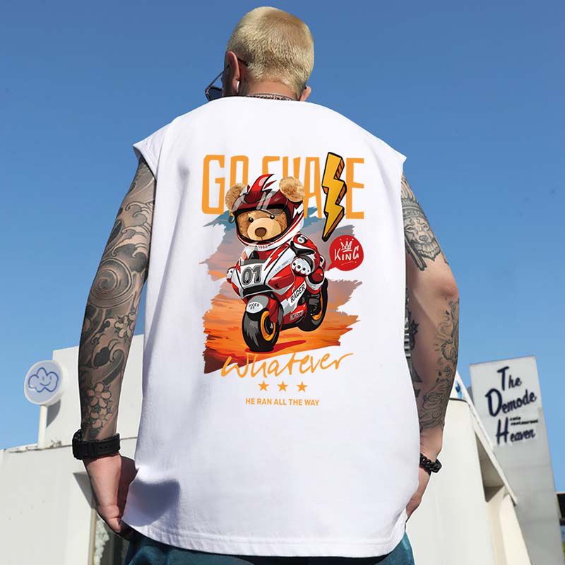 Summer Men's Trendy American High Street Tank Tops | Athletic Plus Size Printed Loose Sleeveless Tees