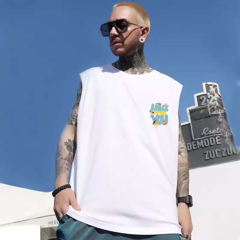 2026 Men's Letter Print Plus Size Sleeveless Tank Tops | Summer Loose Athletic Workout Shirts