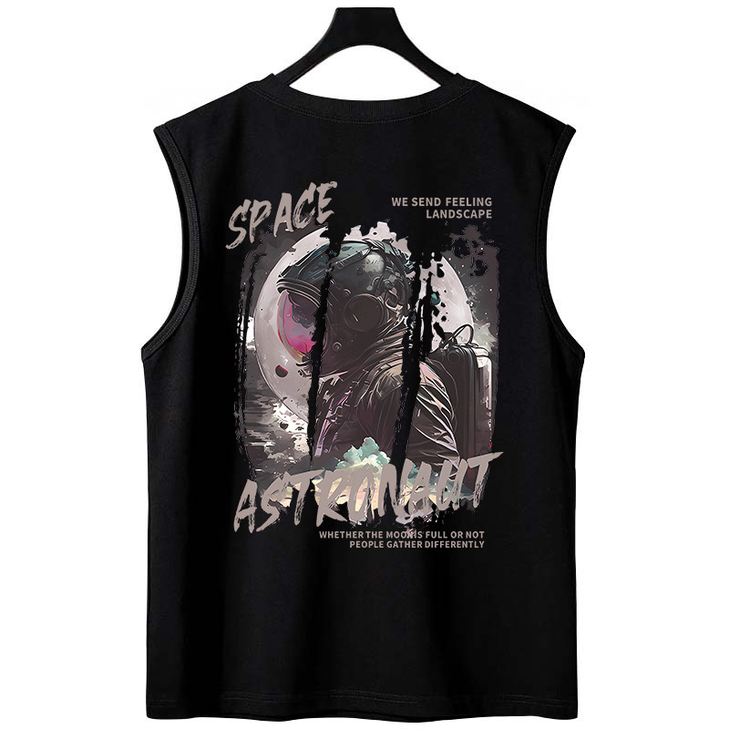 Summer Men's Astronaut Print Tank Tops | Trendy Loose Plus Size Athletic Casual Sleeveless Tees