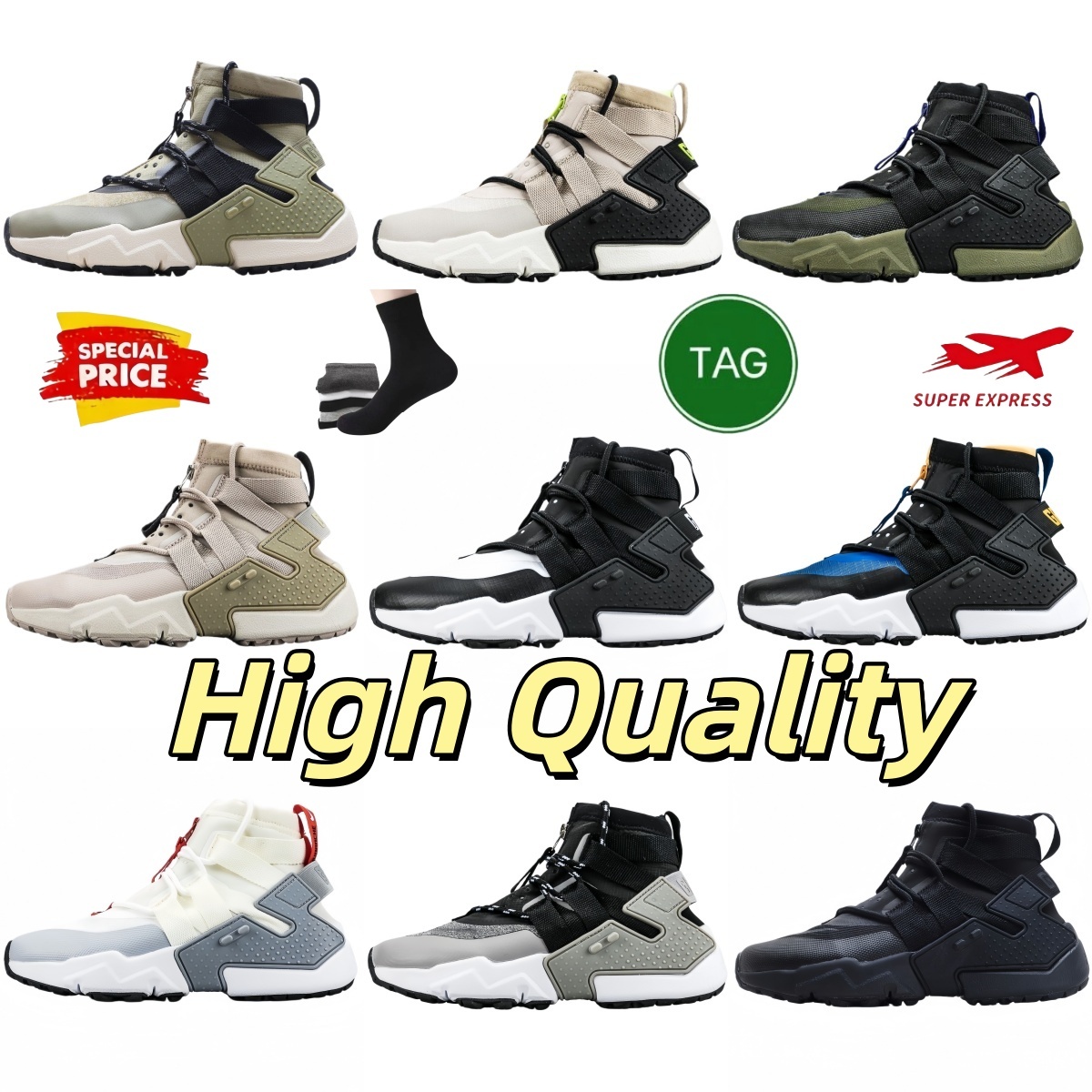 Designer Huarache Gripp High-top Sneakers Lightweight Breathable Casual Shoes With Non-slip Comfortable Sport Trainers Multi-color Available