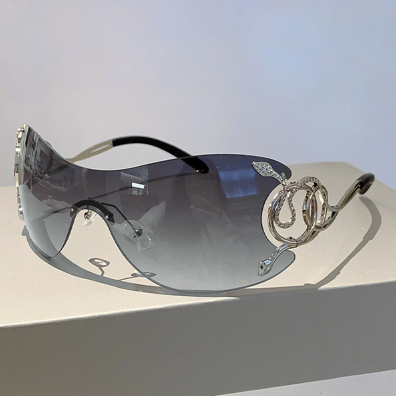 2026 New Designer Trendy Personalized Fashionable Frameless One-piece Snake-shaped Leg Sunglasses Luxury Beachwear Unique Style Sunglasses