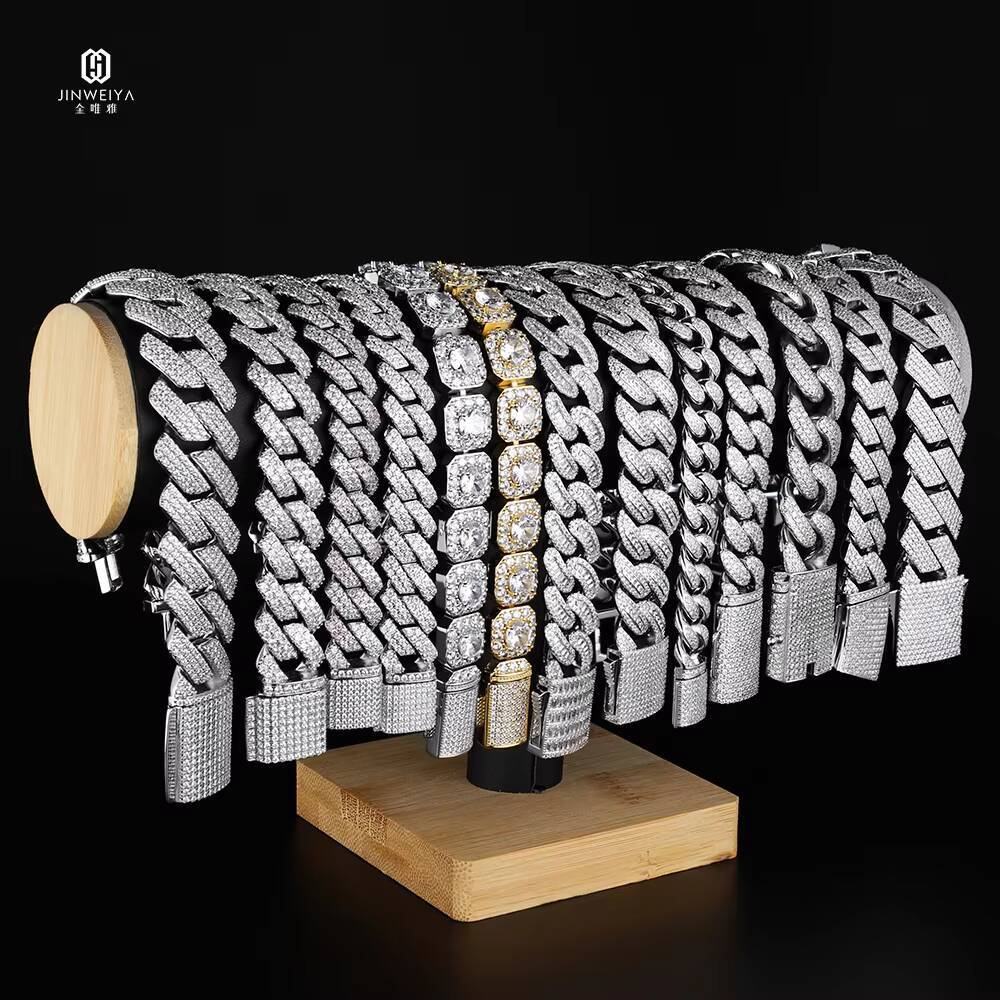 Hip Hop Jewelry VVS Moissanite Chains Zircon 925 Silver Iced Out Cuban Link Chain Bracelet Men