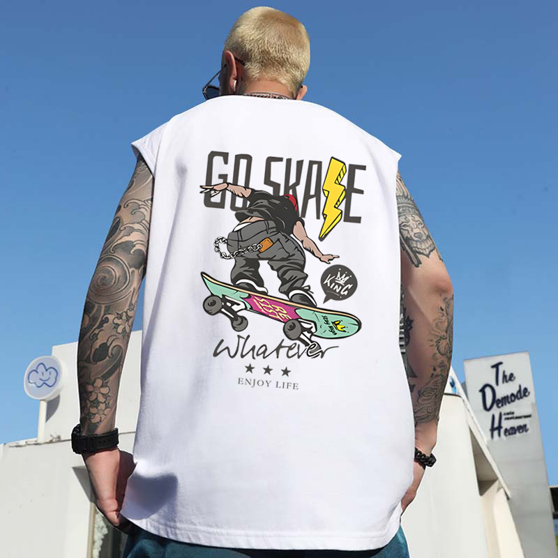 Summer Men's American Retro Skater Boy Print Tank Tops | Thin INS Trendy Athletic Sleeveless Tees
