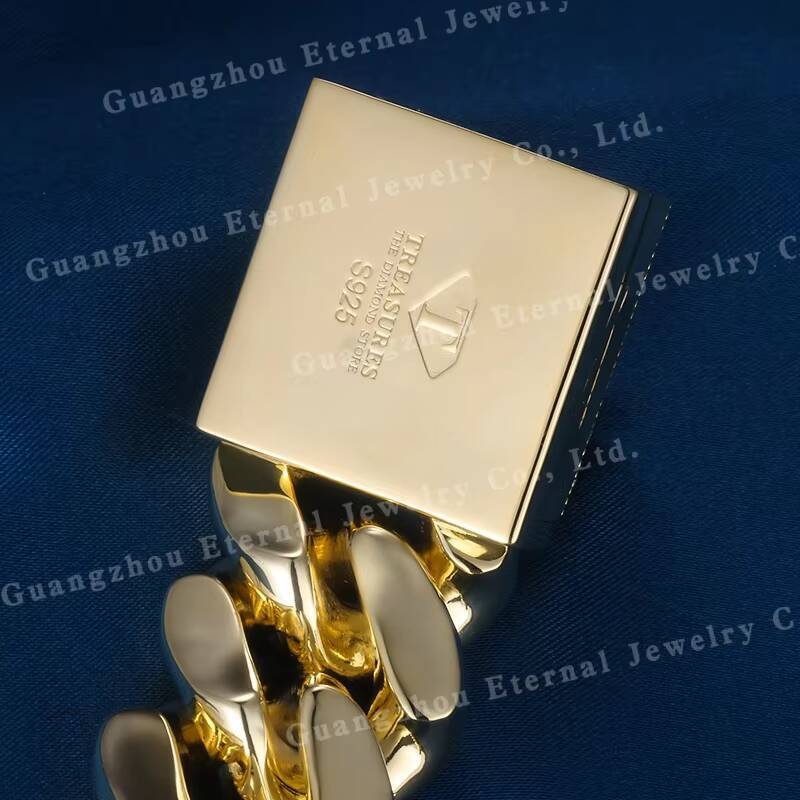 Custom 20mm Width S925 Sterling Silver Rose Gold Plated VVS Moissanite Diamond Lock Miami Cuban Link Chain Bangles Bracelet