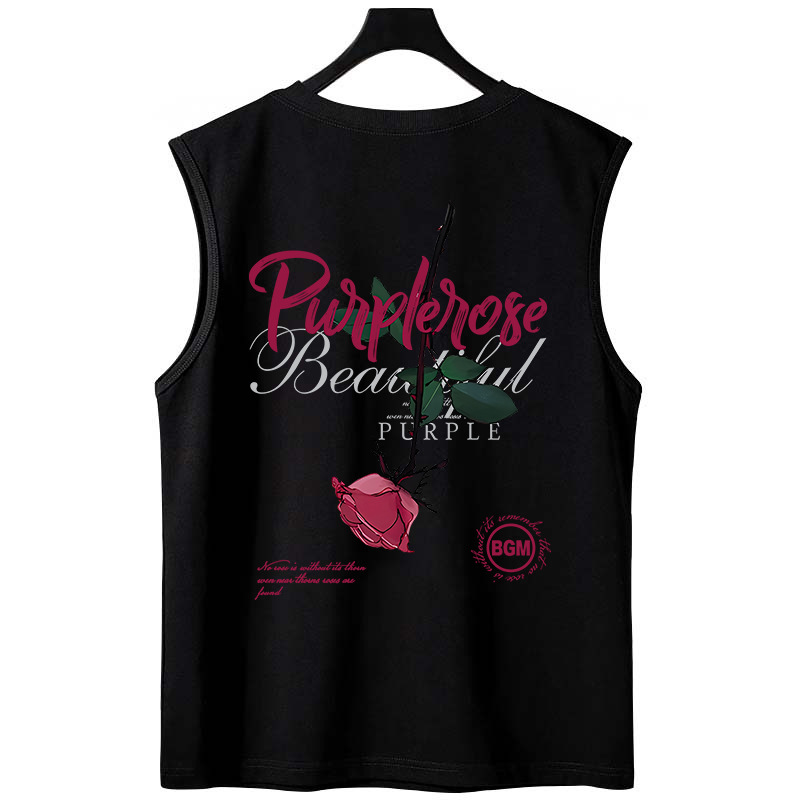 Men's American Rose Print Tank Tops | Trendy Casual Oversized Plus Size Sleeveless Tees
