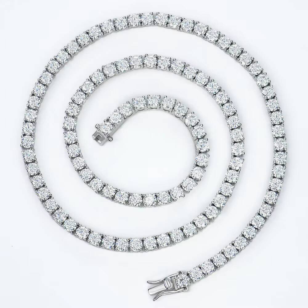 Hip Hop Moissanite Diamond Tennis Chain Necklace Dropshipping Ice Out Silver 925 Fine Jewelry IGI Certified for Women Men