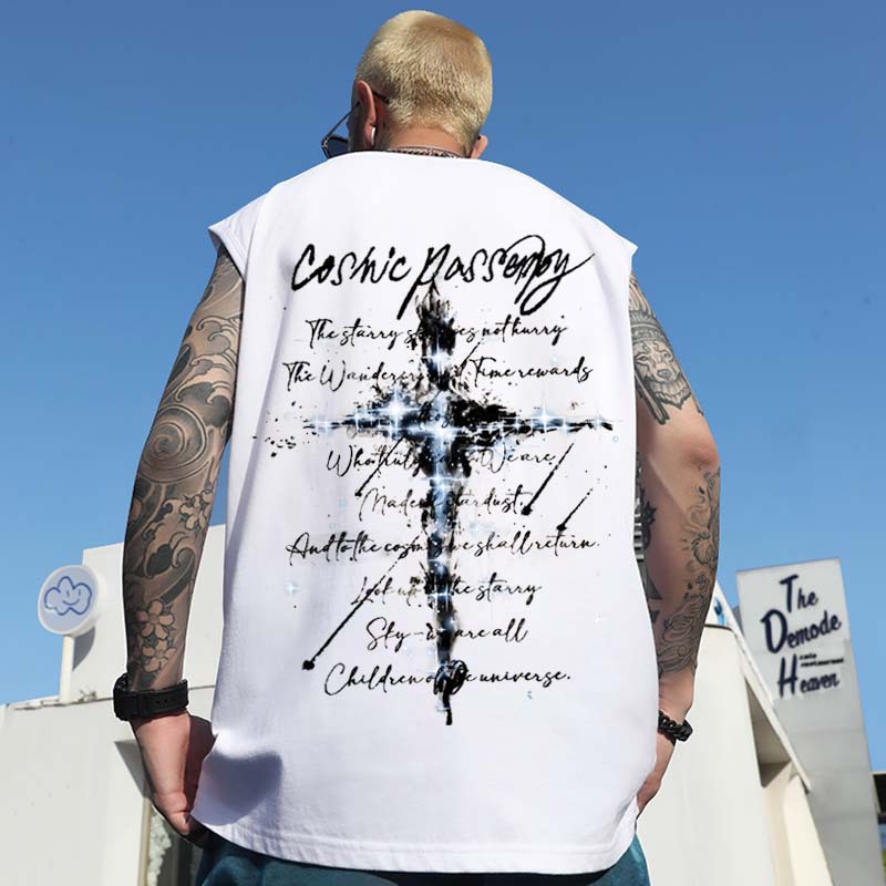 2026 New Men's American Style Tank Tops | Cross Print Basketball Running Loose Athletic Sleeveless Jerseys