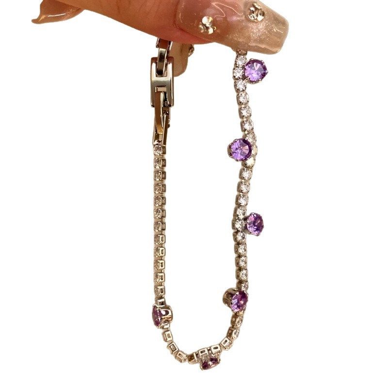 Grape Amethyst Full-Diamond Bracelet for Women 2026 New Model Light Luxury Niche Design Sweet and Exquisite Versatile Jewelry - view 5
