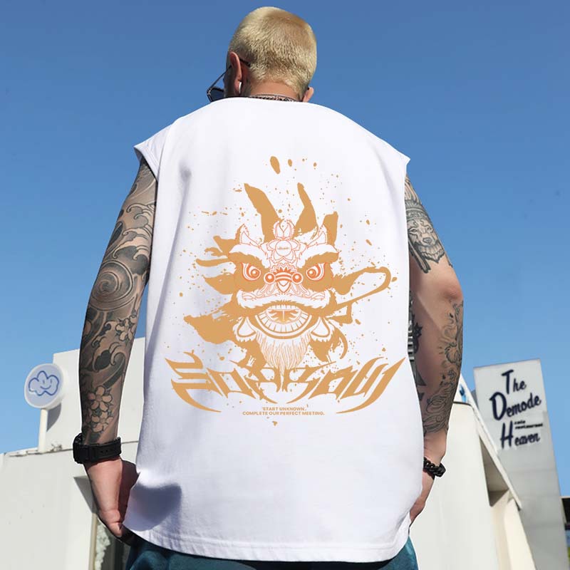 2026 Summer Men's Trendy Edgy Statement Tank Tops | Motorcycle Printed Loose Plus Size Sleeveless Tees