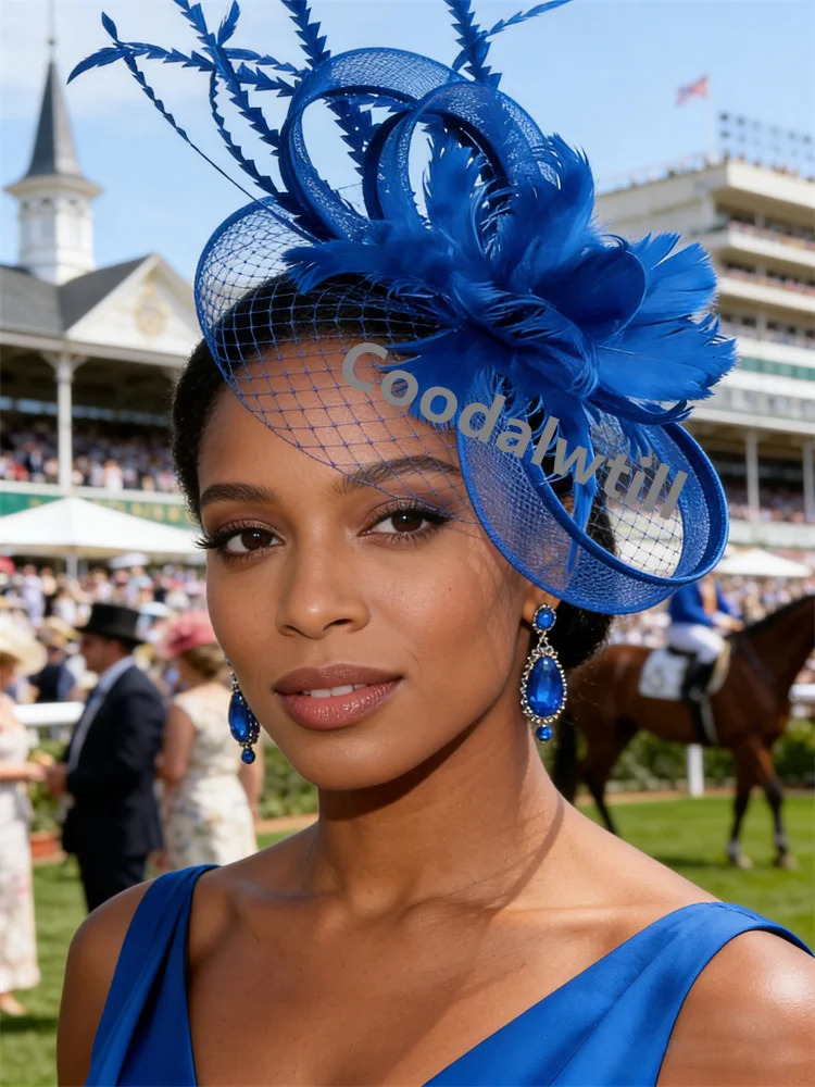 Feather Hair Veils Pillbox Fascinator Hat Women Elegant Royal Ascot Mesh Headwear Ladies Event Wedding Mesh Bride Fascinators260413
