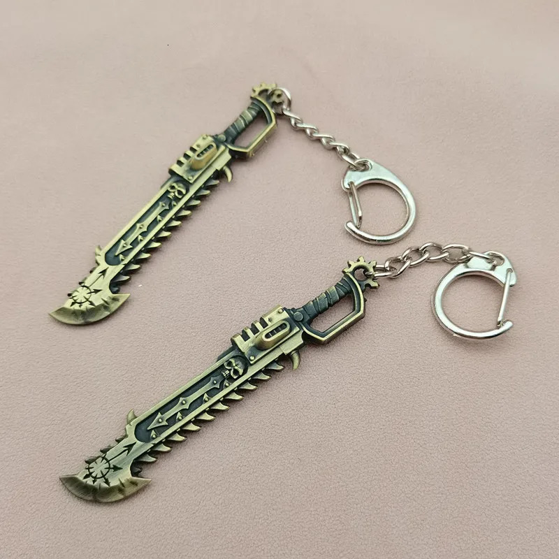 keychain Forged War Hammer 40K Peripheral Precision Chain Saw Sword Chaos Chain Saw Sword Alloy Keychain 260403BJ