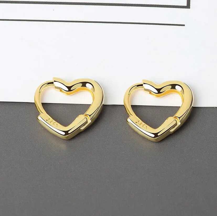 Korean Solid 925 Silver Sterling Big Heart Hoop Earrings Female Gold Large Loop Ear Rings Girlfriend Gift Boucle Doreille SE163 260410 - view 6
