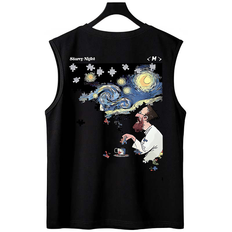 2026 Summer New Men's Trendy Tank Tops | Loose Plus Size Couples Funny Printed Crew Neck Sleeveless Tees for Layering