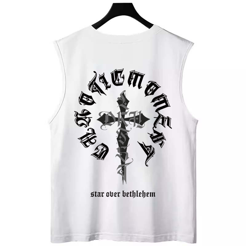 Summer Men's Trendy Oversized Printed Athletic Tank Tops | American Style Loose Basketball Sleeveless Tees