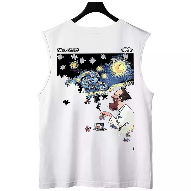 2026 Summer New Men's Trendy Tank Tops | Loose Plus Size Couples Funny Printed Crew Neck Sleeveless Tees for Layering