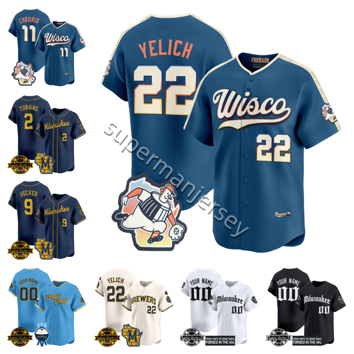 Jackson Chourio Brewer Maglia Da Baseball Brice Turang Hoskins Christian Yelich…