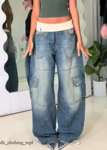 Revice Jeans Women's Jeans Streetwear Hole Denim Wide Leg Revice Jeans Pants High Waist Patchwork Belt Individuality Hit Color Female 2026 Clothing Style 26b