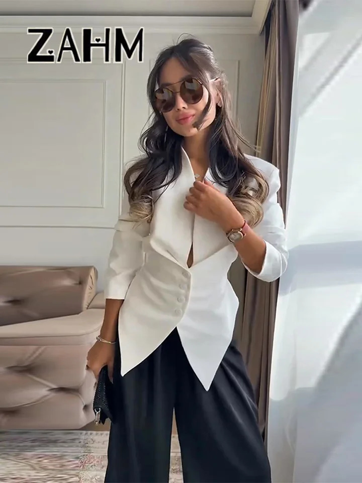 Casual Lace Up Solid Blazer Women Fashion Slim Vneck Single Breasted Full Sleeve Jacket Female 2026 Spring Lady Outwears 260410