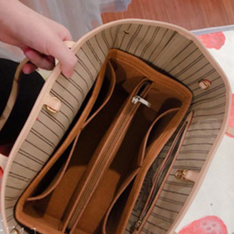 2026 New Felt Purse Organizer Insert for Women, Multi-compartment Tote Bag Organizer with Zipper, Fashion Bag Inlay for Daily Use
