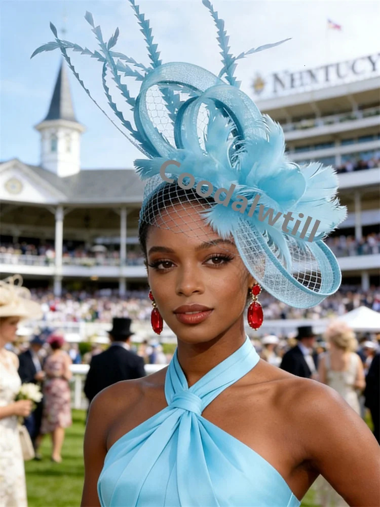 Feather Hair Veils Pillbox Fascinator Hat Women Elegant Royal Ascot Mesh Headwear Ladies Event Wedding Mesh Bride Fascinators260413
