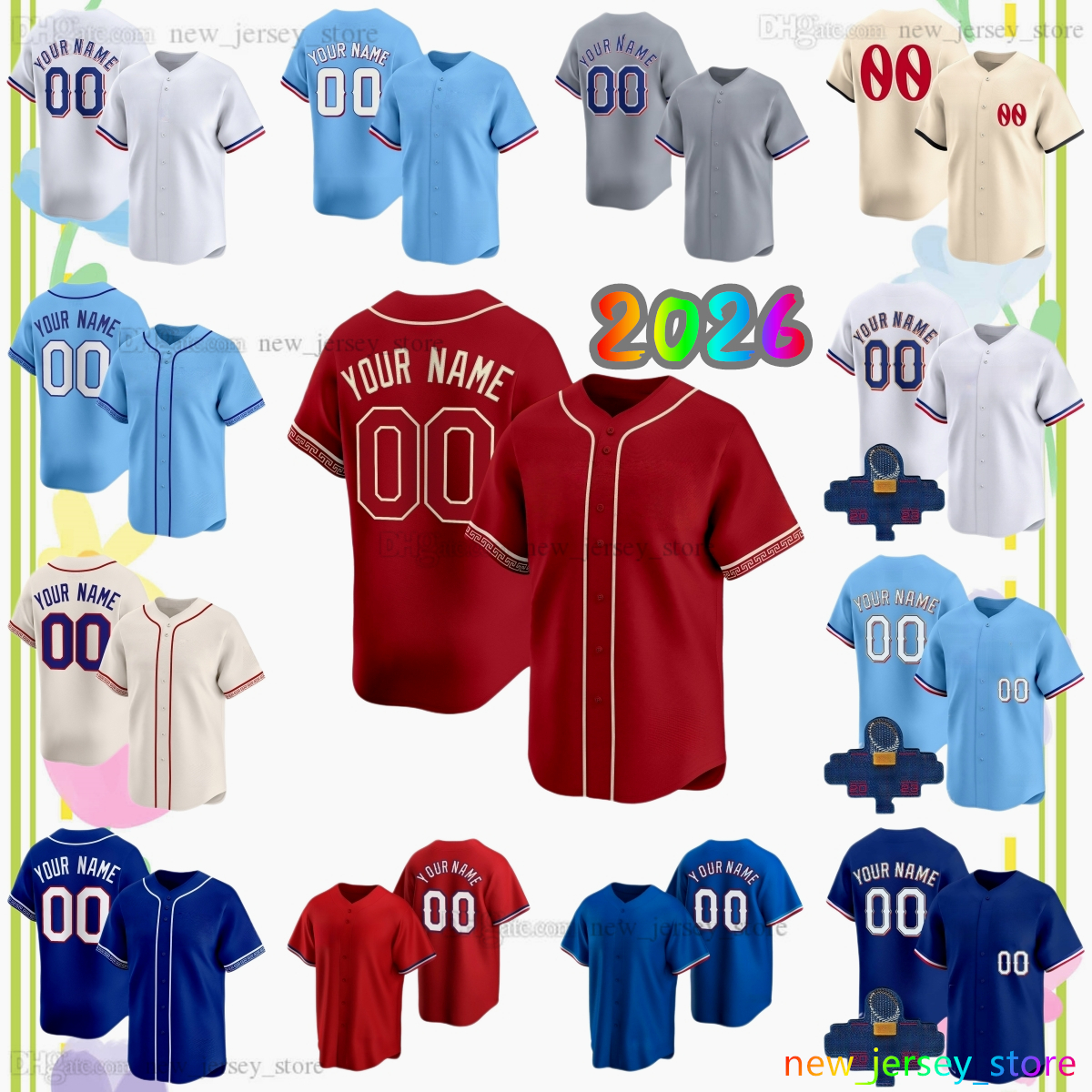 2026 New City Connect 5 Corey Seager Baseball Jersey 48 Jacob deGrom 17 Nathan Eovaldi 6 Josh Jung 24 Brandon Nimmo 3 Joc Pederson 36 Wyatt Langford Custom S-6XL Jerseys
