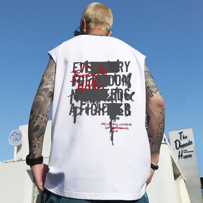 Summer Men's Hong Kong Style Printed Tank Tops | Trendy Loose Plus Size Athletic Basketball Sleeveless Tees