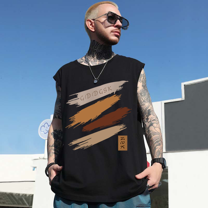 2026 Summer Men's Euro-American Trendy Brand Tank Tops | INS Street Spider Print Oversized Plus Size Sleeveless Tees