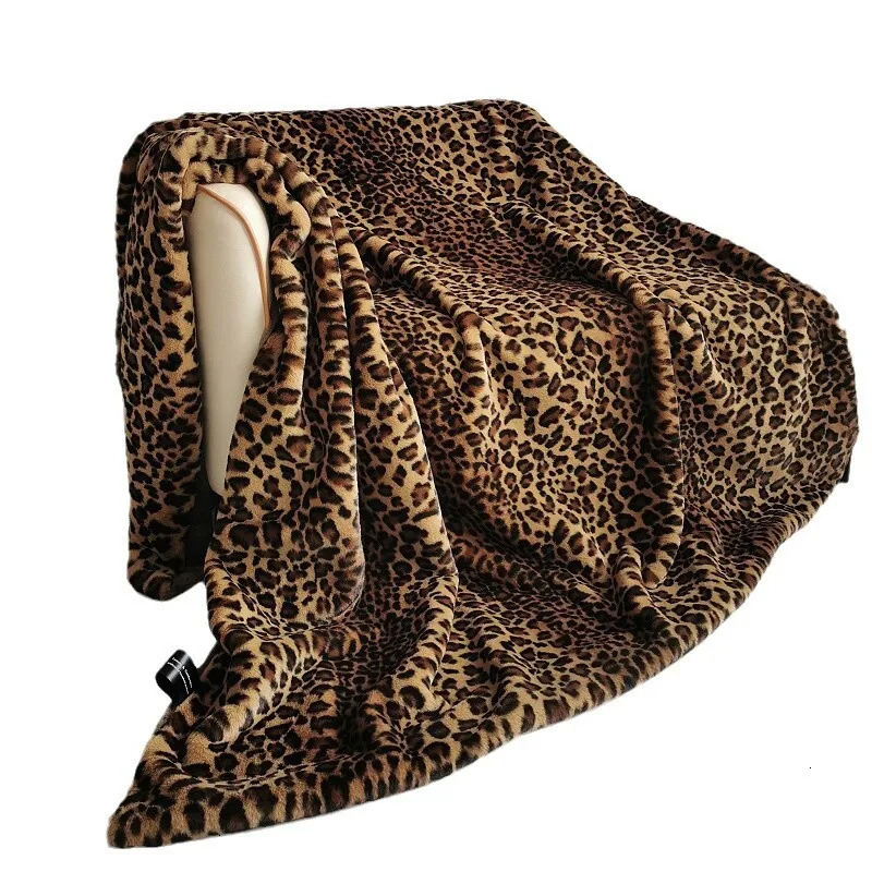 Leopard Polyester Bed Sofa Travel Camping Super Soft Cozy Fluffy Plush Cheetah Print Blanket for All Seasons