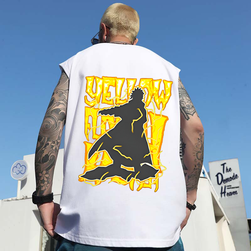 Summer Men's Hong Kong Style Printed Tank Tops | Trendy Loose Plus Size Athletic Basketball Sleeveless Tees